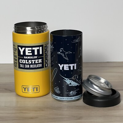 Yeti Rambler Colster Tall Can Insulator 16 oz Alpine Yellow with Stash Can RARE!
