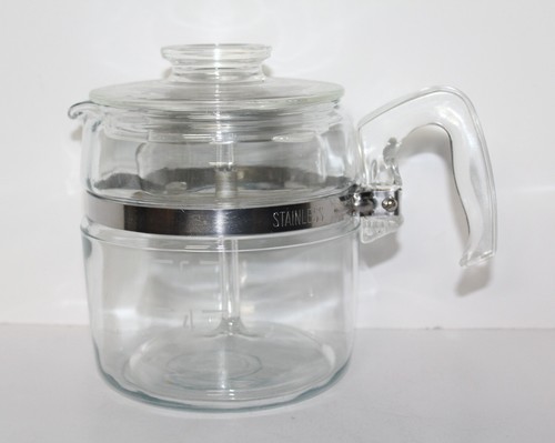 Vintage Pyrex 7756 B Flameware Glass Coffee Percolator Pot 6 Cup Complete - Photo 1 sur 8