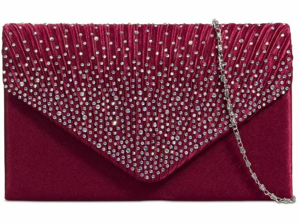Ladies Satin diamante Clutch Bag Evening Bridal Wedding Fashion Prom Handbag uk