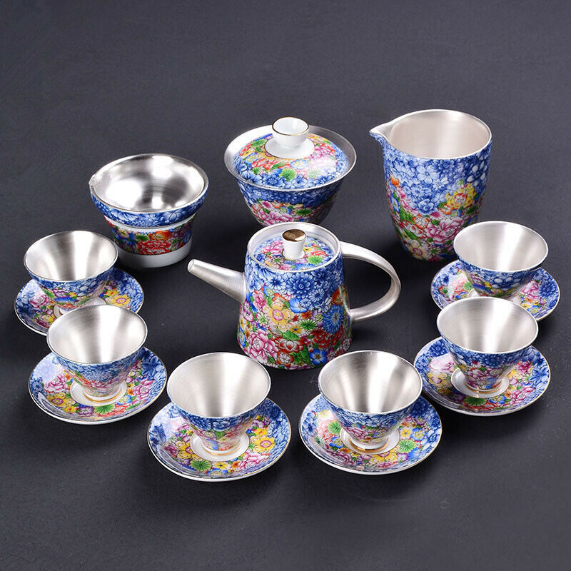 vintage sterling silver teapot 999 sterling tea set pots gaiwan tea cup saucer