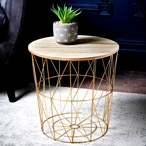 Tromso Basket Side Table With Removable Top Extra Storage for Toys