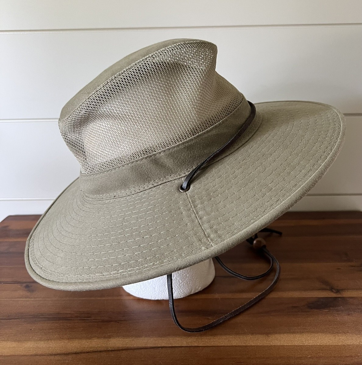 Dorfman Pacific Men's Brushed Twill-and-Mesh Safari Hat Size