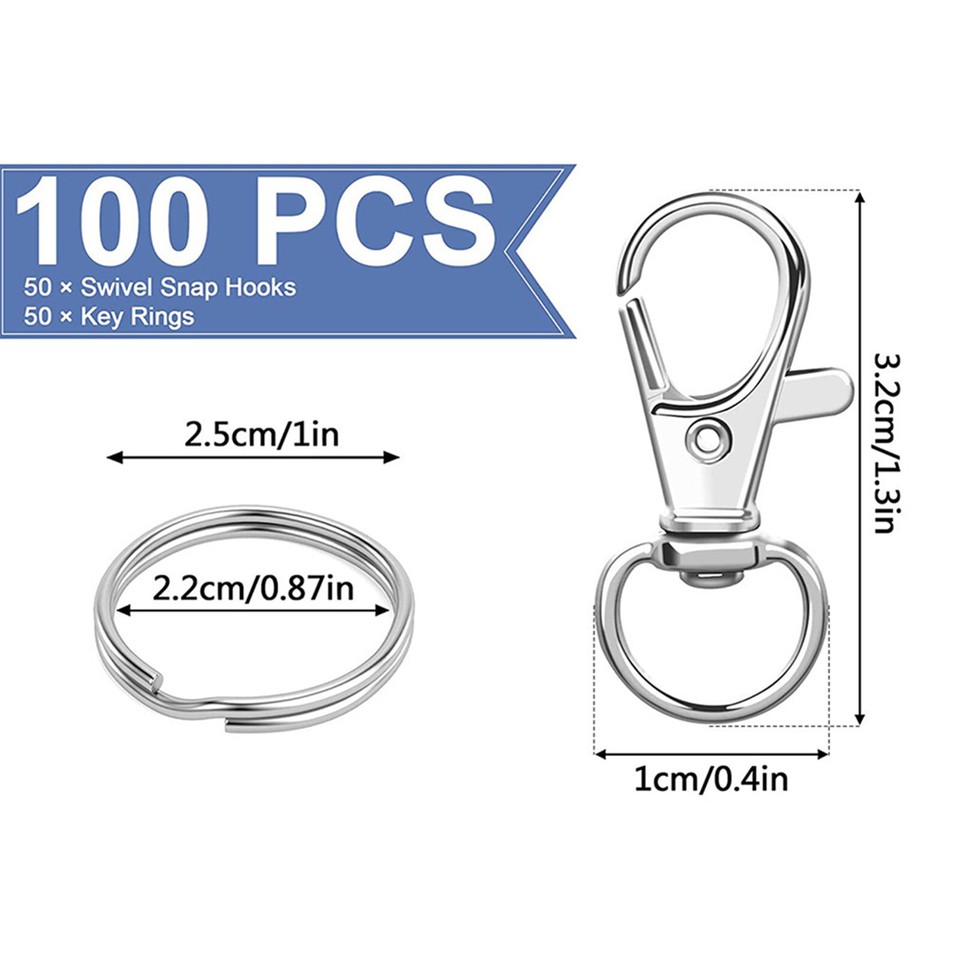 50Pairs Alloy Lanyard Keychain Hook Clip Swivel Snap For Paracord