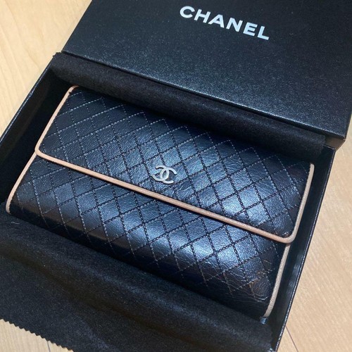 Cartera Monedero De Cuero Marca de Coco Chanel Bicolore matrasse  m44267685072 Negro Japón | eBay