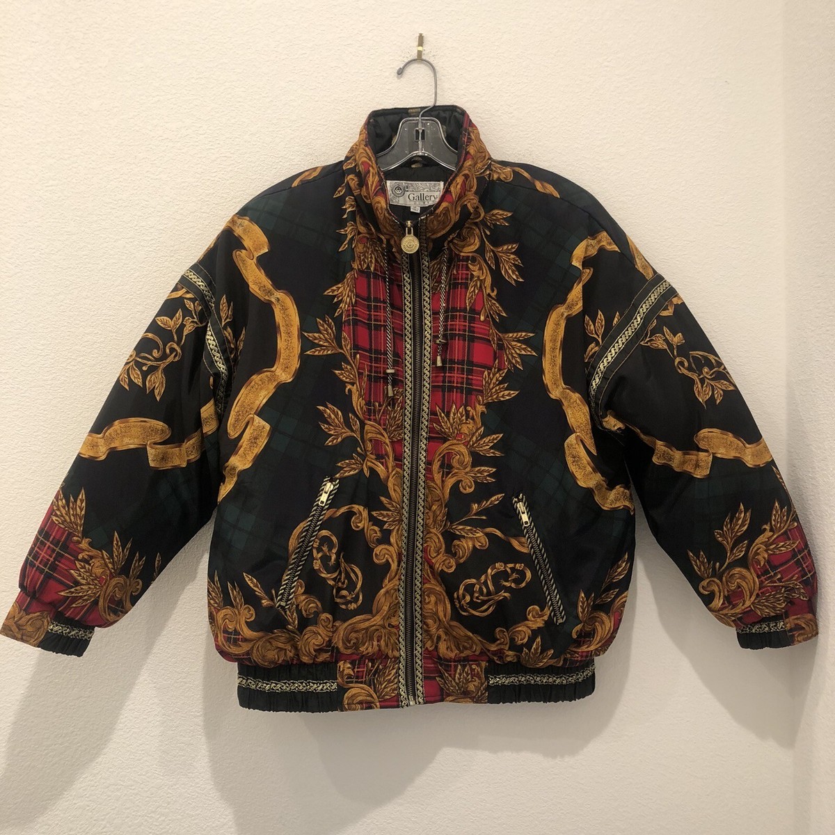 Vintage 80s 90s Gallery Printed Royal Down Puffer jacket