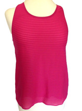 Emporio Armani Striped Jersey Sleeveless Blouse Top in Fuscia Pink USA Small
