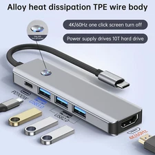 5 in 1 TYPE-C+USB3.0*1+USB2.0*2+HDMI+PD100W Interface Hub Adapter Dock for iPad