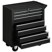Image of DURHAND Roller Tool Storage Chest Box Garage Workshop Trolley 7 Drawers, Black
