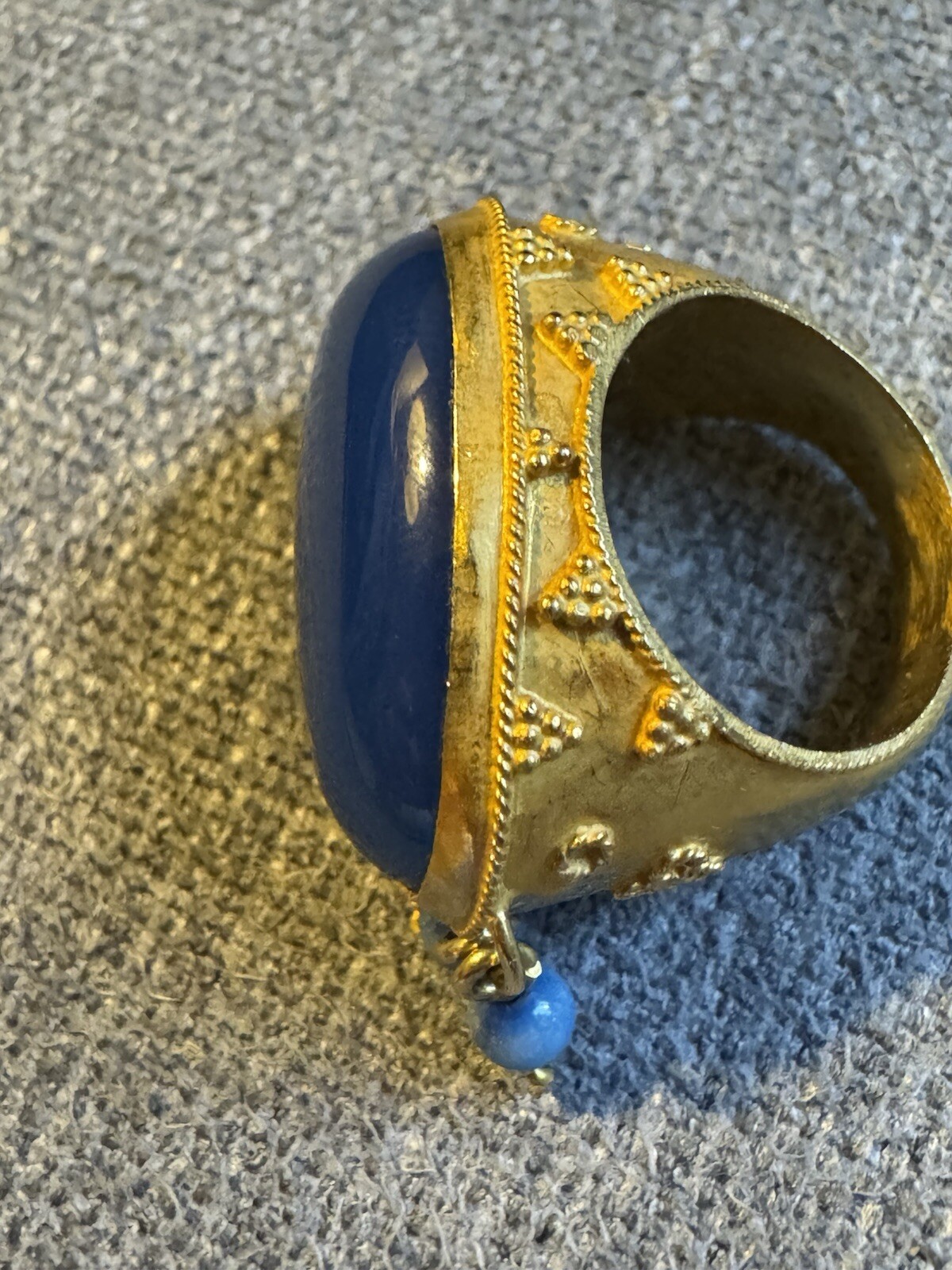 Charming 18k Solid Gold Ring/blue Agate Stone - image 10