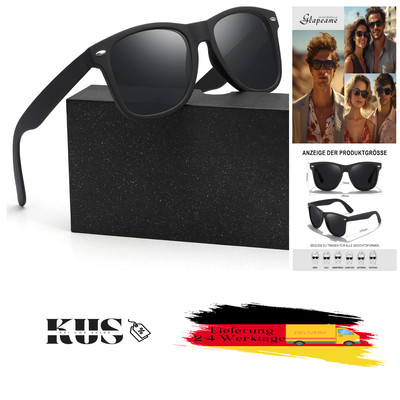 Gläserlose Polarisierter Retro-Design-Sonnenbrille Schwarz UV400 TAC für Fahr...