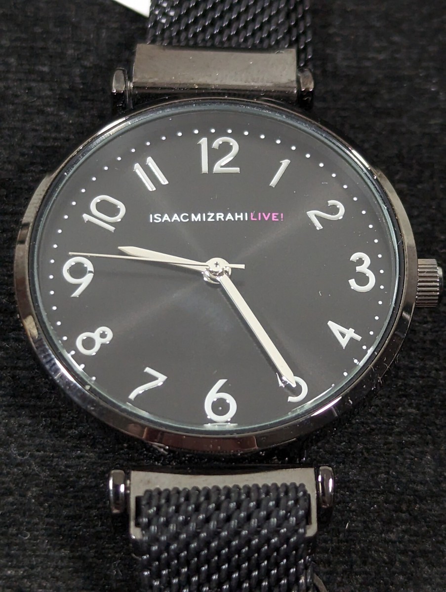 Isaac Mizrahi Live Black Dial Round Case Mesh Magnetic Band 