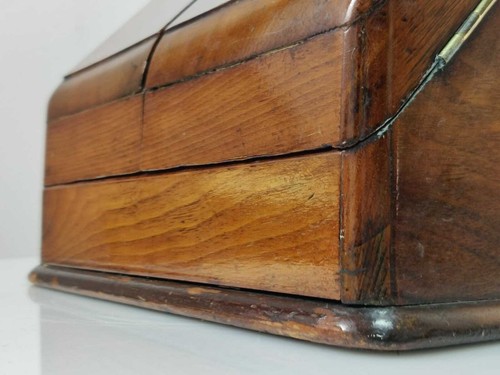 Victorian writing desk in precious oak wood and secret compartments, 1890s - Imagen 10 de 12