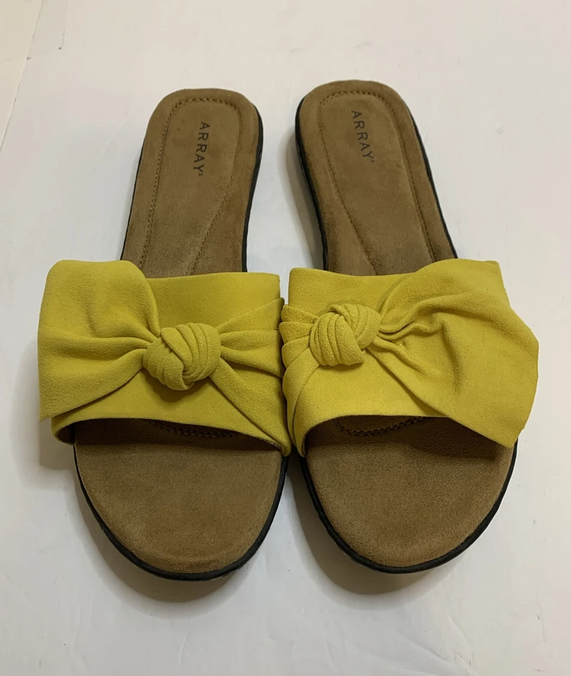 Sandalia Array Cabana Amarilla Acolchada Gamuza Cuero Mujer Talla 12W Sin Cordones  Foto 3 de 4