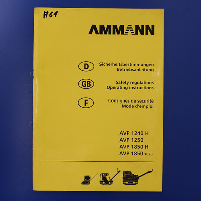 Ammann AVP 1240 1250 1850 Betriebsanleitung Wartungsanleitung - 2003