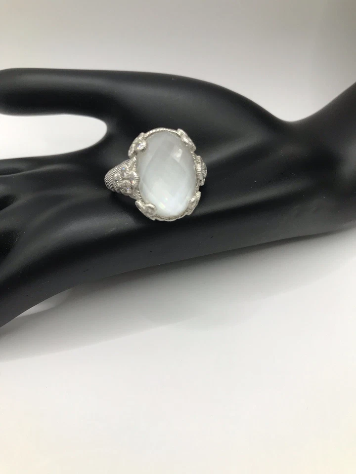 Judith Ripka White Flora Diamonique Oval Gemstone Doublet Ring SZ 10 - Image 4 of 4