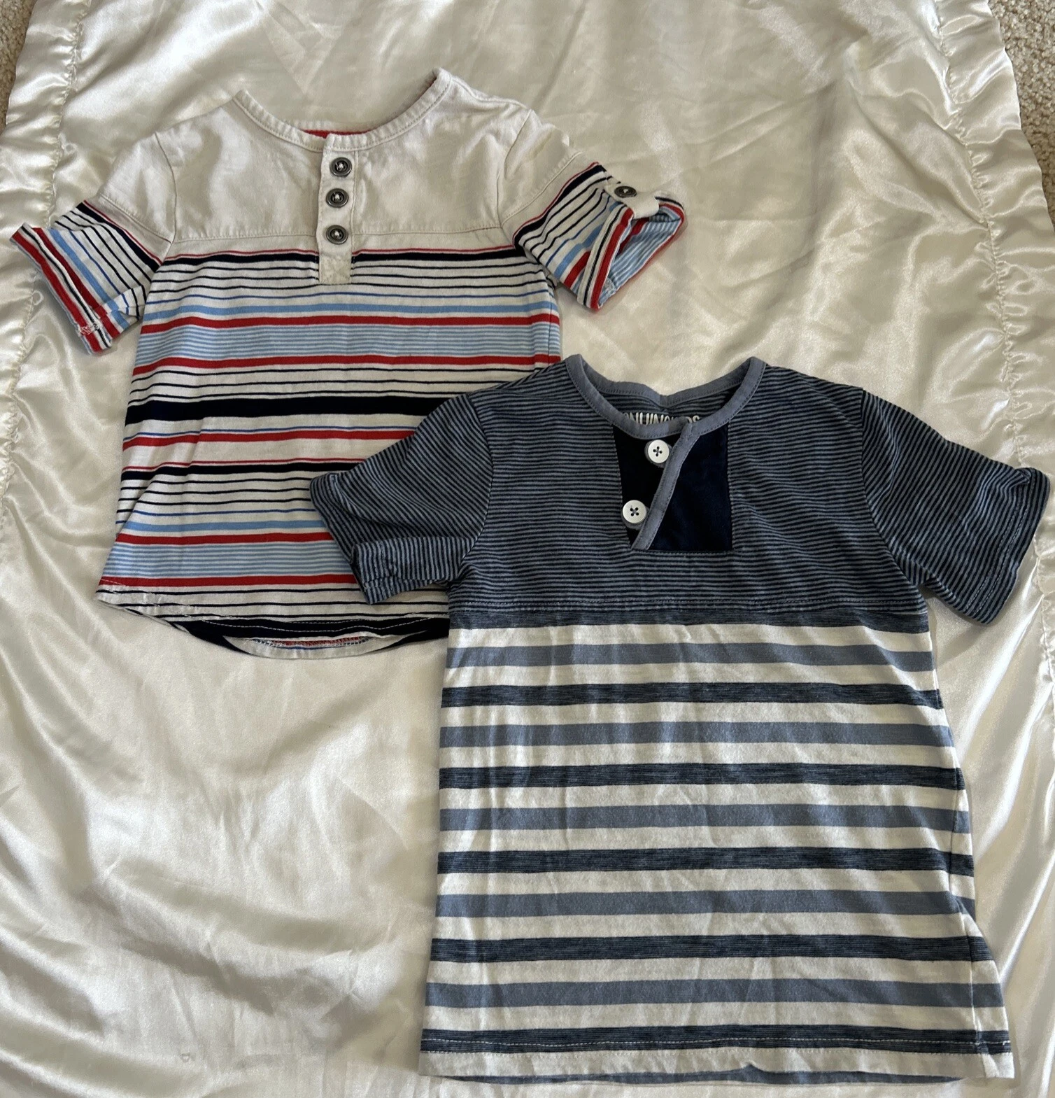 GENUINE KIDS OSH KOSH 4T SHIRT SET STRIPED MULTI COLORS BUTTONS—EUC