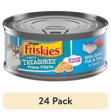 (24 pack) Friskies Tasty Treasures Prime Filets, Tuna, Wet Cat Food, 5.5 oz Can 2.72 per gallon