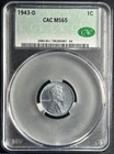 1943-D CAC MS65 Lincoln Steel Wheat Cent CACG Penny WWII