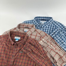 Lot of 3 Columbia Men's Plaid Long Sleeve Button Down Shirts Size L Plaid