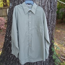 Etienne Aigner Men's Green Button-up Long Sleeve Dress Shirt 17 34/35