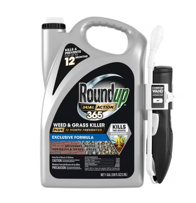 Roundup Dual Action 365 Weed & Grass Killer, 12 Month Preventer, Wand, 1 Gallon