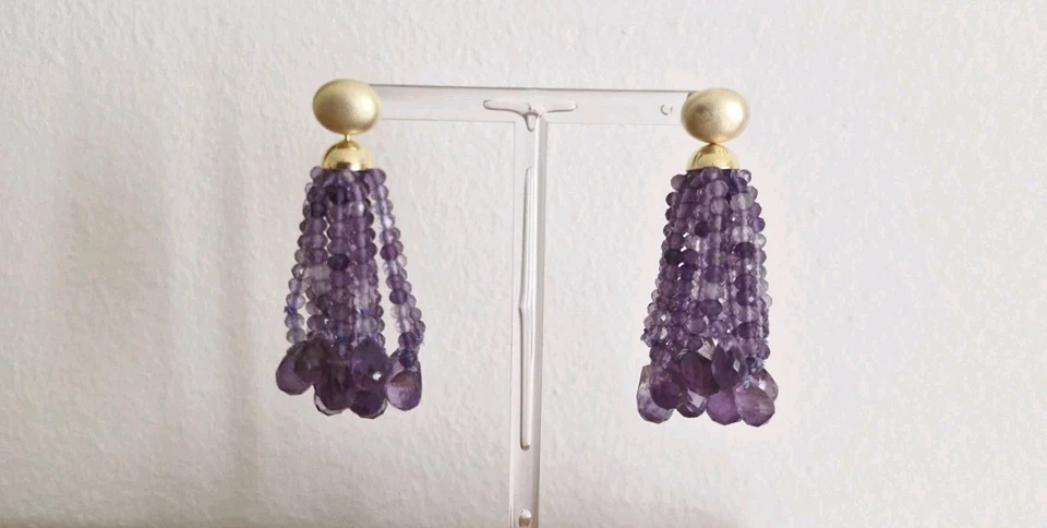 OHRRINGE MIT QUASTEN AUS Amethyst Mit Briolett Tropfen Amethyst ZUM WECHSELN - Bild 4 von 4