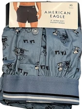 NWT AMERICAN EAGLE Ultra Soft Pocket Boxer Sz XS-S-M-L Blue Peanuts Snoopy #21