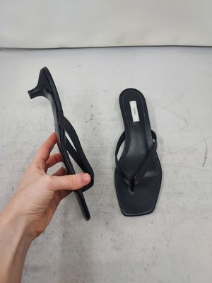 Toteme EU 41 US 11 WOMENS Black Leather Kitten Heel Flip Flop Sandals 