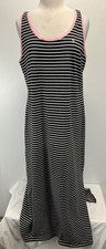 Lauren Ralph Lauren Striped maxi Tank Dress Sz X-Large Black White Pink Monogram