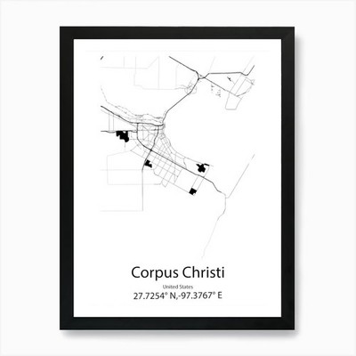Corpus Christi,United States Minima Framed Wall Art Poster Canvas Print Picture