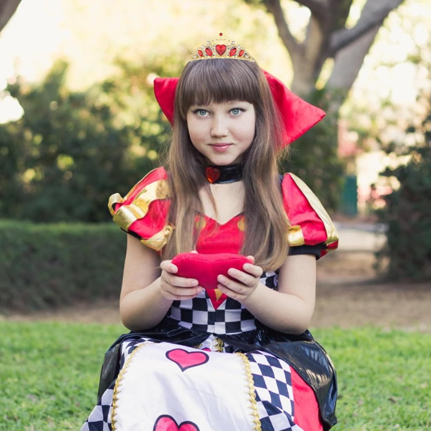 Red Tiaras and Crowns for Women Queen of Heart Crown Crystal Royal Queen Crown f