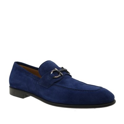 Buy Salvatore Ferragamo Foster Gancini Loafers Indigo Suede