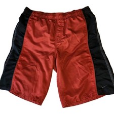 Vintage Nike Shorts Mens Large Red Athletic Swim Trunks Swimwear Lined 90s