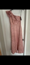 Pink Flower One Shoulder Gown Tahari size 8 NEW