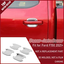 Chrome Exterior Door Handle Bowl Decor Cover Trim Bezel For Ford F150 2021 2022+