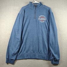 League Mens XL University Of Florida Gators Quarter Zip Pullover Blue Collegiate
