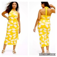 DVF Diane Von Furstenberg X Target Halter Tie-Neck Ginkgo Midi Dress knit XL