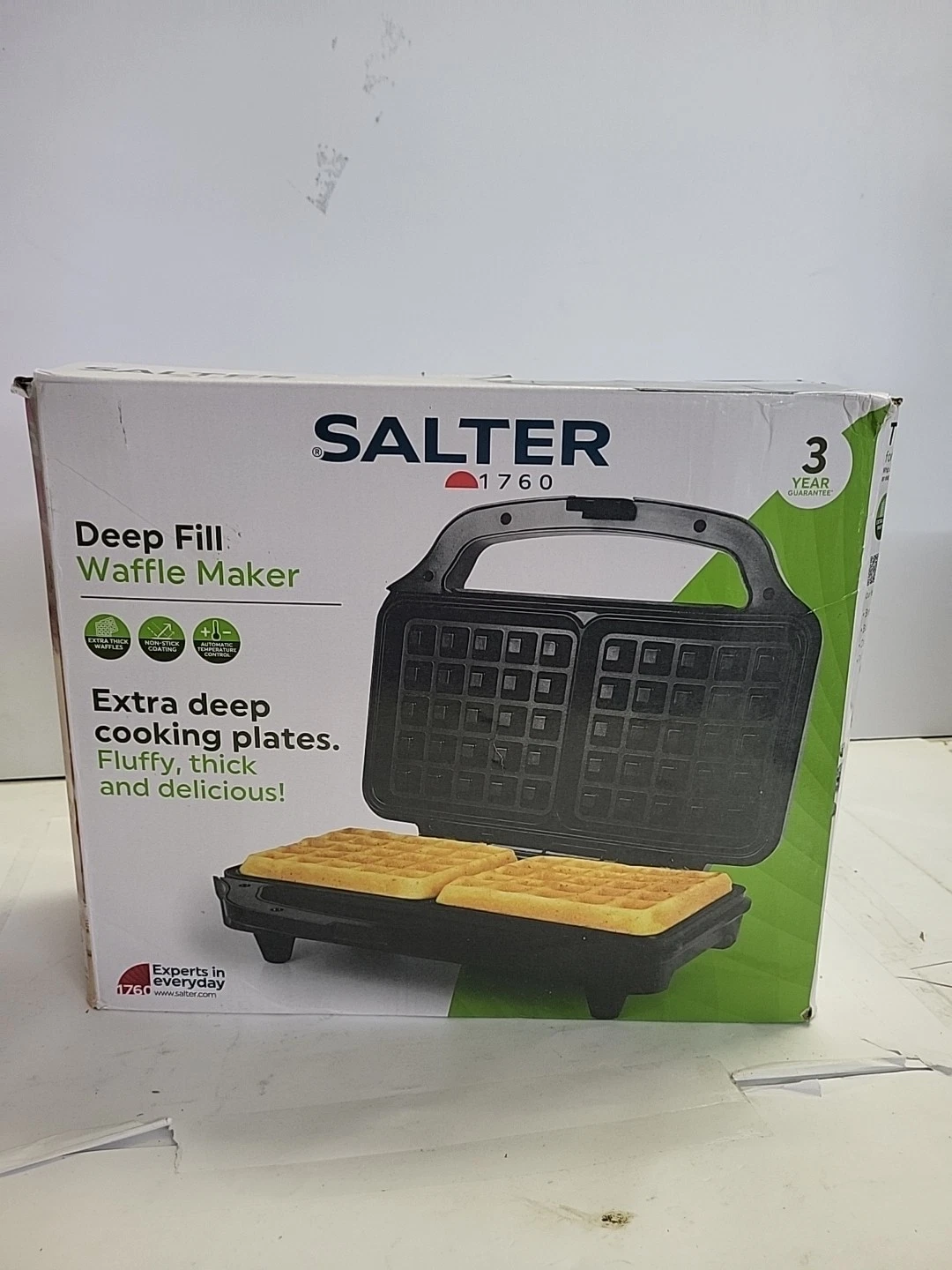 Salter Deep Fill Waffle Maker Extra Deep Cooking REF R319