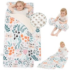 Viviland Toddler Nap Mat with Pillow and Minky Dot Blanket, Rolled Sleeping M...