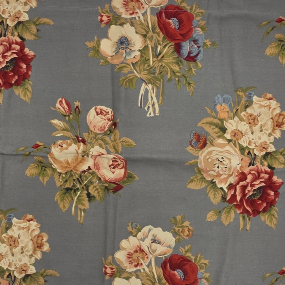 2 Ralph Lauren Chaps Pillow Shams STANDARD Hudson River Valley Gray Floral #899 - Image 2 of 4