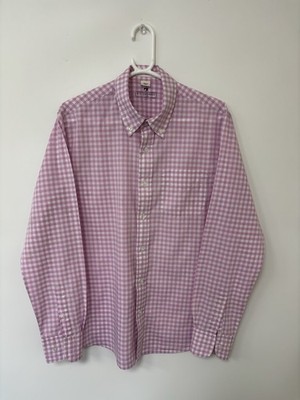 Men's B.D.Baggies New York Long Sleeved Shirt Checked Pink White Size Medium