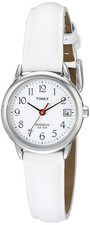 Timex T2H391, Women's Easy Reader, White Leather Watch, Indiglo, 25MM Case, Date