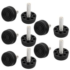 M8 x 28mm Furniture Table 8 Holes Base Adjustable Leg Leveling Foot Black 10pcs