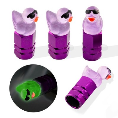 Rislobx 4Pcs Duck Tire Valve Stem Caps - Funny Sunglasses Covers for Purple 