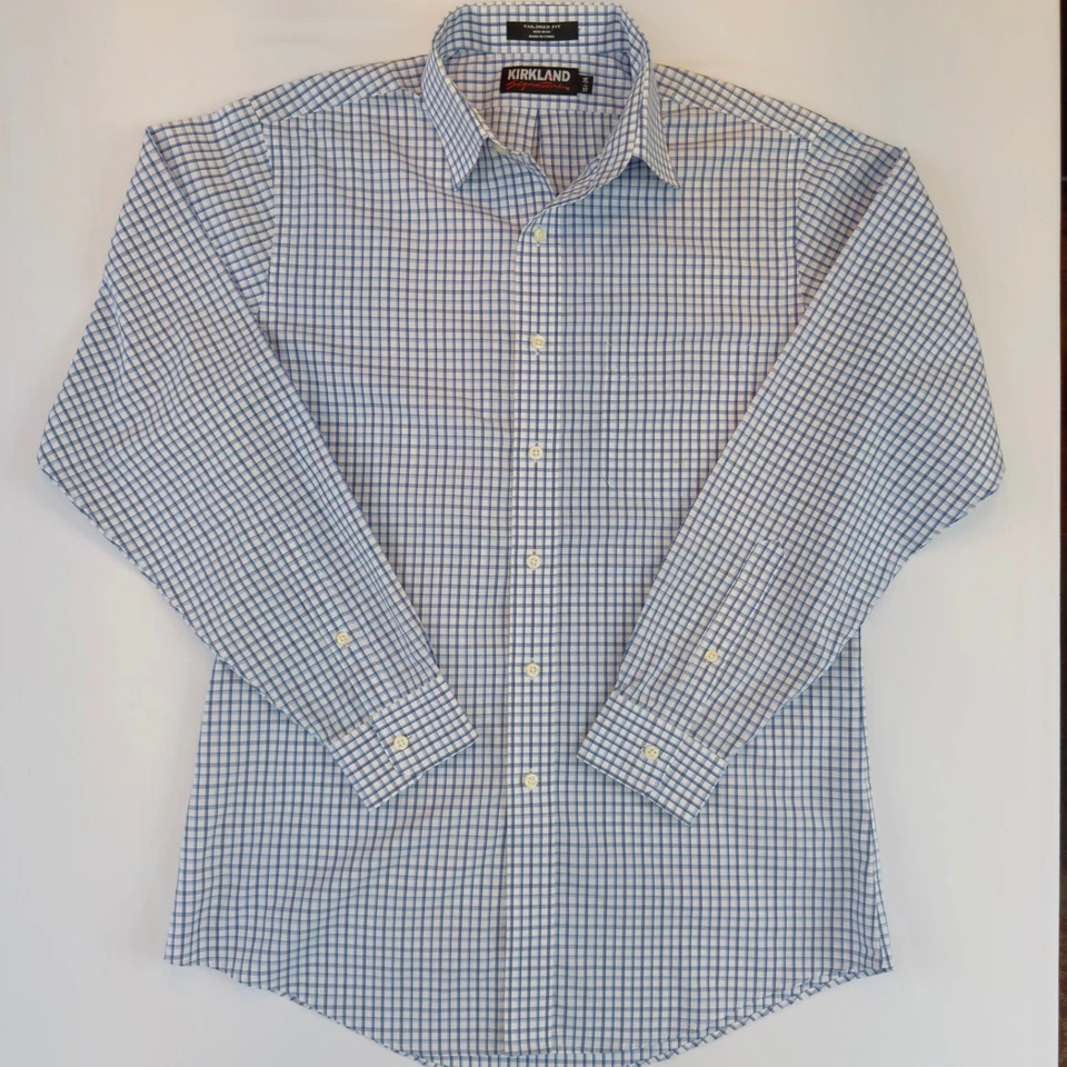Kirkland Men's Non-Iron Button-Down Long Sleeve Shirt Plaid Size 15.5-34 - Image 2 of 4