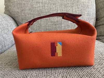 NEW HERMÈS Orange Feu Canvas Palladium Hardware Bride-A-Brac H