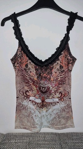 Parasuco Sequin Orange Brown Lion Cami Vest Top Size XS - Picture 2 of 6