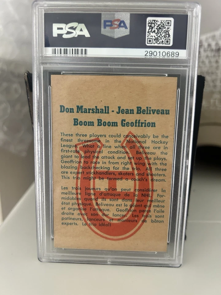 1960 Parkhurst #59 Geoffrion/Beliveau/Marshall NM-MT 8 - Image 2 of 2