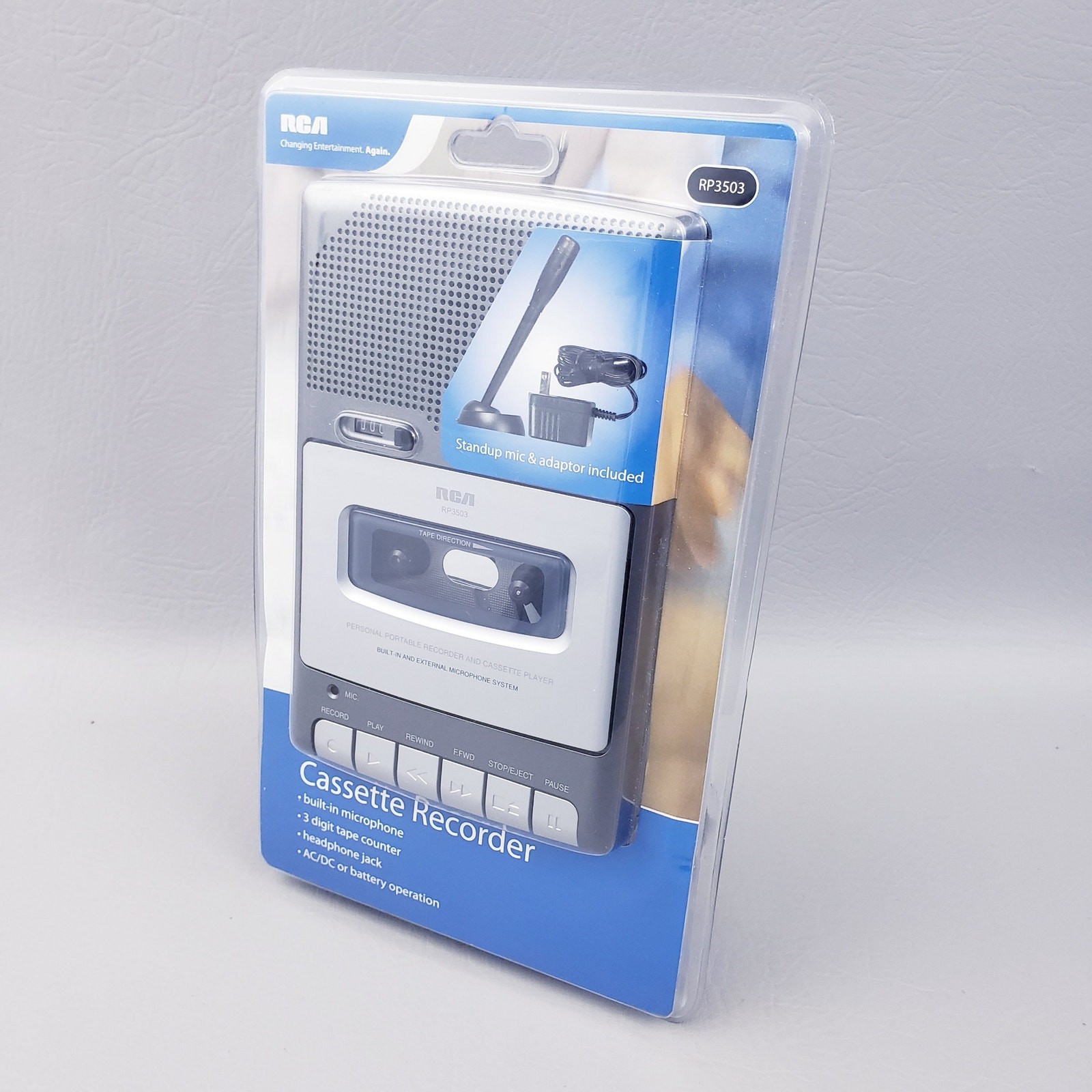 Vintage RCA Cassette Recorder RP3503 Stand up Mic & AC Adapter NOS NEW SEALED