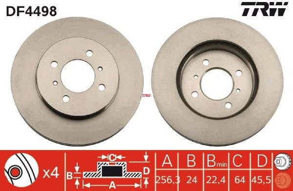 2X Bremsscheibe TRW DF4498 2 Bremsscheiben Vorderachse Vorne-image